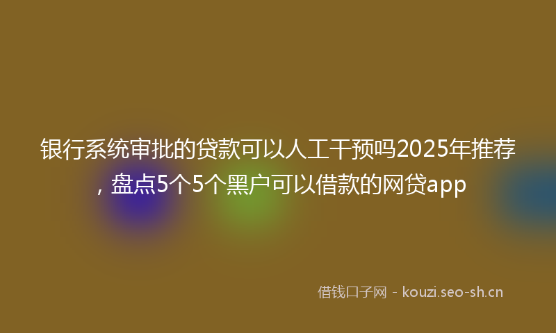 银行系统审批的贷款可以人工干预吗2025年推荐，盘点5个5个黑户可以借款的网贷app