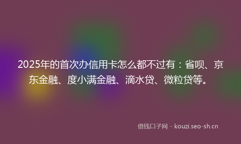 2025年的首次办信用卡怎么都不过有：省呗、京东金融、度小满金融、滴水贷、微粒贷等。