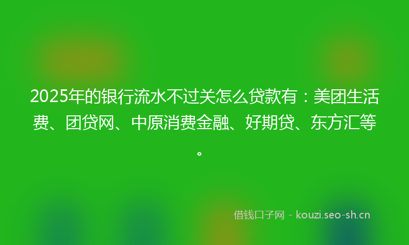 2025年的银行流水不过关怎么贷款有：美团生活费、团贷网、中原消费金融、好期贷、东方汇等。