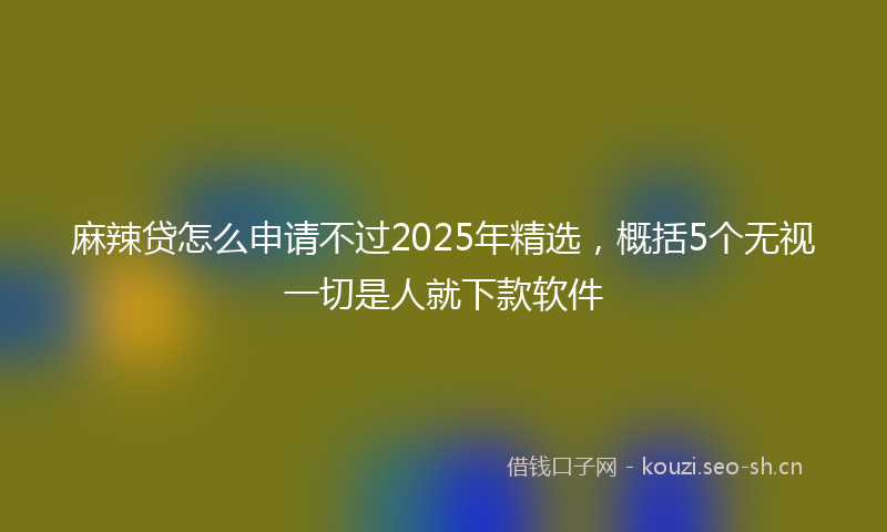 麻辣贷怎么申请不过2025年精选，概括5个无视一切是人就下款软件