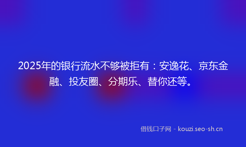 2025年的银行流水不够被拒有：安逸花、京东金融、投友圈、分期乐、替你还等。