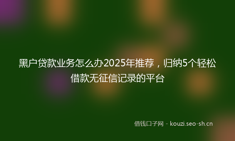 黑户贷款业务怎么办2025年推荐，归纳5个轻松借款无征信记录的平台