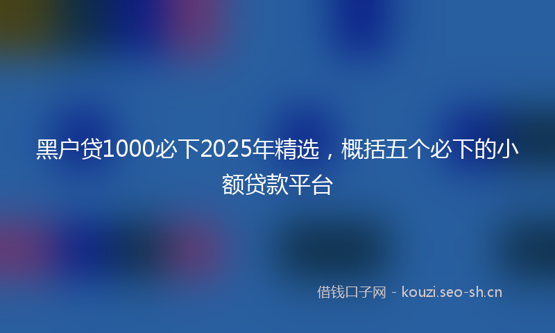 黑户贷1000必下2025年精选，概括五个必下的小额贷款平台