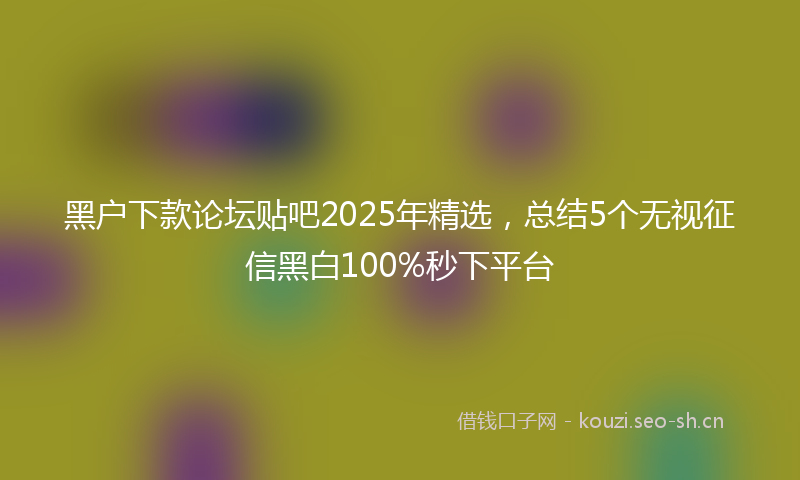 黑户下款论坛贴吧2025年精选，总结5个无视征信黑白100%秒下平台