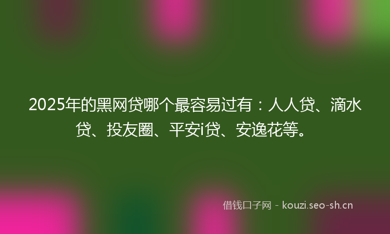 2025年的黑网贷哪个最容易过有：人人贷、滴水贷、投友圈、平安i贷、安逸花等。