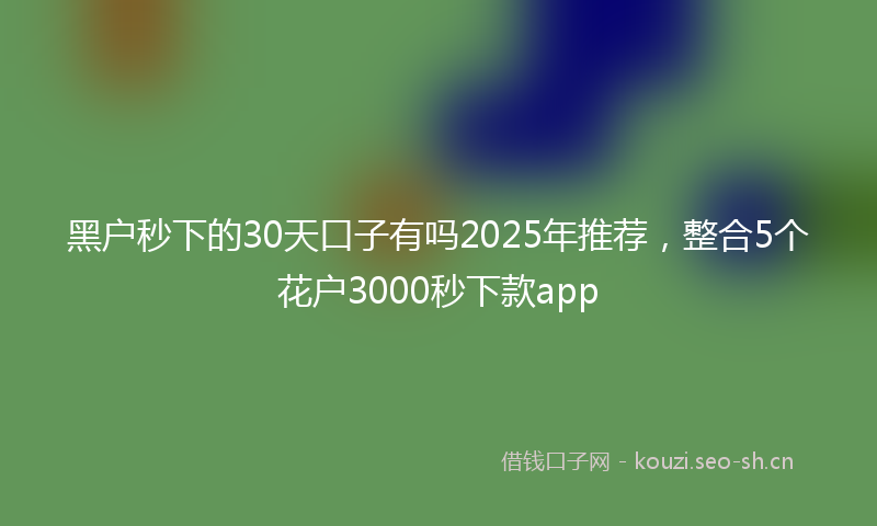 黑户秒下的30天口子有吗2025年推荐,整合5个花户3000秒下款app