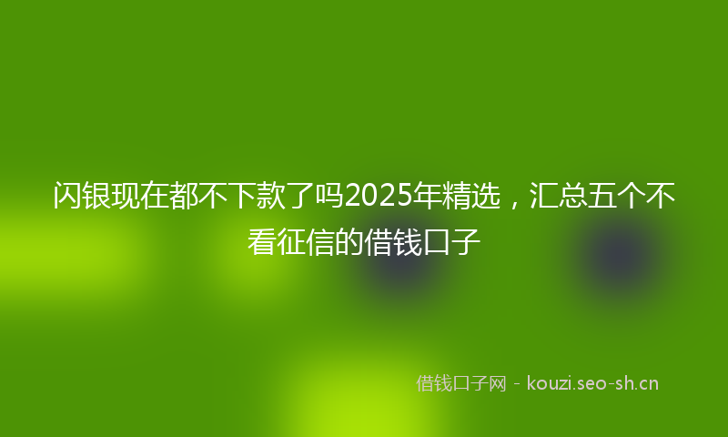 闪银现在都不下款了吗2025年精选，汇总五个不看征信的借钱口子