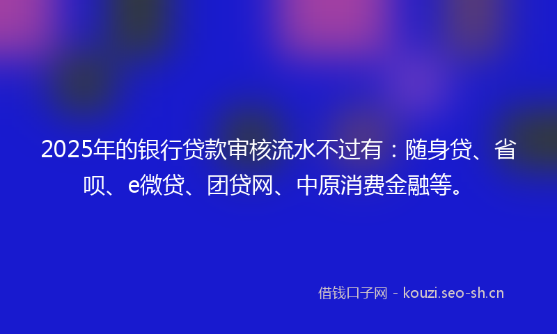 2025年的银行贷款审核流水不过有:随身贷、省呗、e微贷、团贷网、中原消费金融等。
