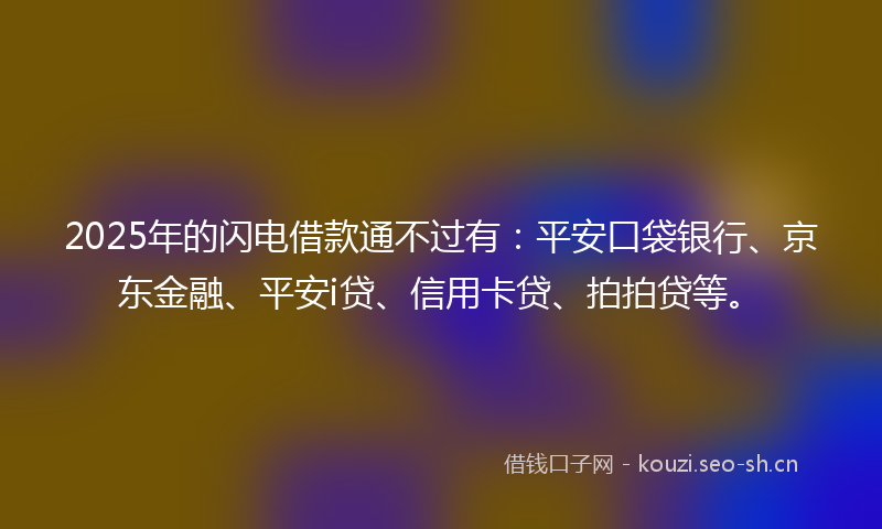 2025年的闪电借款通不过有：平安口袋银行、京东金融、平安i贷、信用卡贷、拍拍贷等。