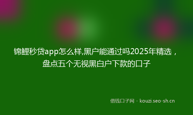 锦鲤秒贷app怎么样,黑户能通过吗2025年精选，盘点五个无视黑白户下款的口子