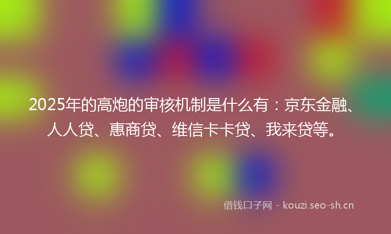 2025年的高炮的审核机制是什么有：京东金融、人人贷、惠商贷、维信卡卡贷、我来贷等。