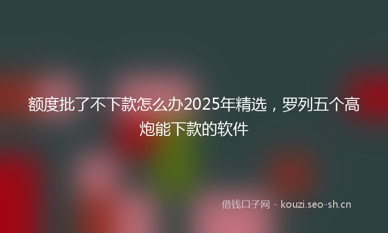 额度批了不下款怎么办2025年精选，罗列五个高炮能下款的软件