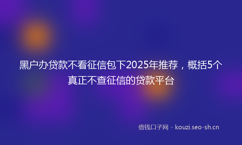 黑户办贷款不看征信包下2025年推荐,概括5个真正不查征信的贷款平台