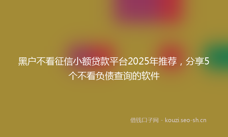 黑户不看征信小额贷款平台2025年推荐，分享5个不看负债查询的软件