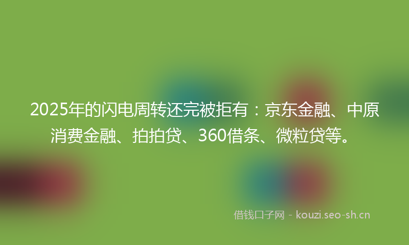 2025年的闪电周转还完被拒有：京东金融、中原消费金融、拍拍贷、360借条、微粒贷等。