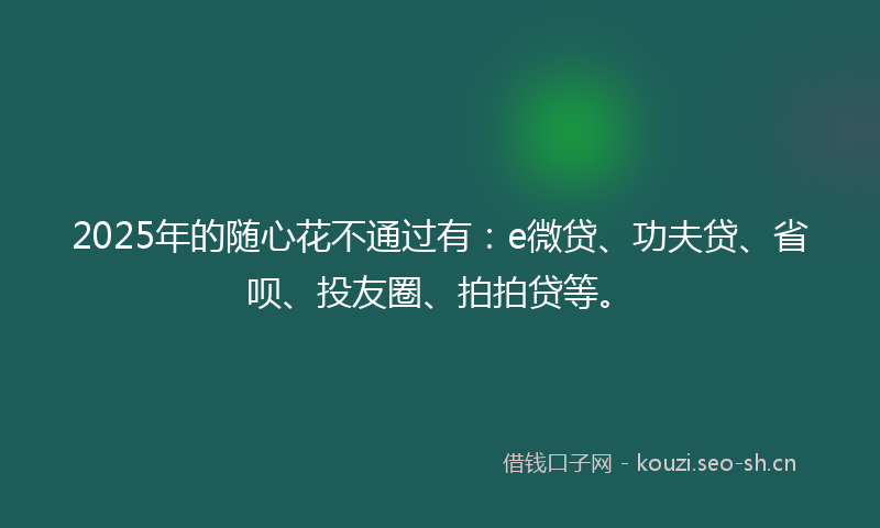 2025年的随心花不通过有：e微贷、功夫贷、省呗、投友圈、拍拍贷等。