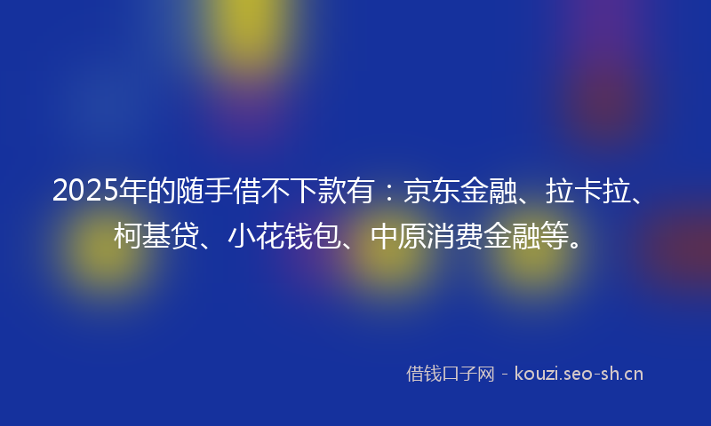 2025年的随手借不下款有：京东金融、拉卡拉、柯基贷、小花钱包、中原消费金融等。