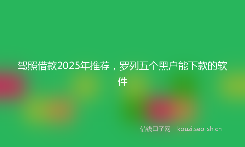 驾照借款2025年推荐，罗列五个黑户能下款的软件