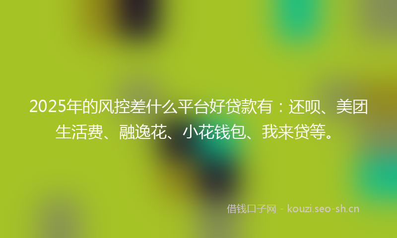 2025年的风控差什么平台好贷款有:还呗、美团生活费、融逸花、小花钱包、我来贷等。