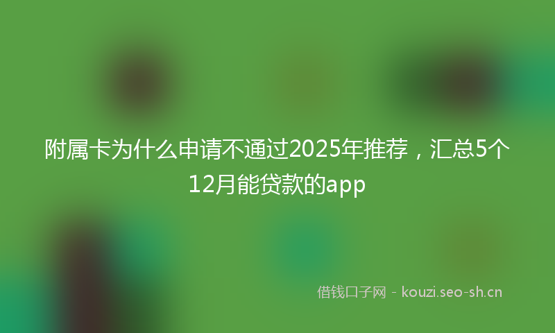 附属卡为什么申请不通过2025年推荐，汇总5个12月能贷款的app