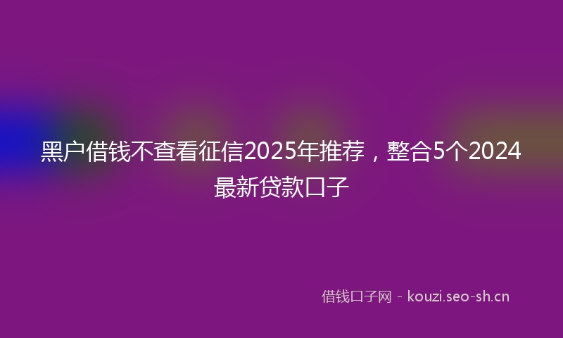 黑户借钱不查看征信2025年推荐,整合5个2024最新贷款口子