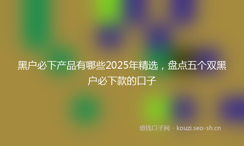 黑户必下产品有哪些2025年精选,盘点五个双黑户必下款的口子