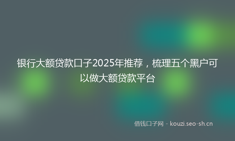 银行大额贷款口子2025年推荐，梳理五个黑户可以做大额贷款平台