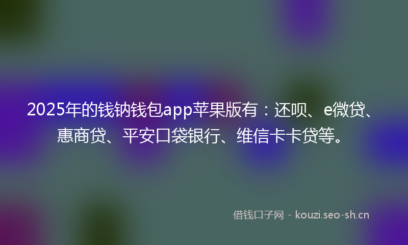 2025年的钱钠钱包app苹果版有:还呗、e微贷、惠商贷、平安口袋银行、维信卡卡贷等。