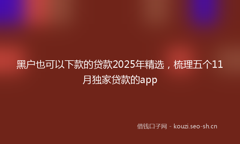 黑户也可以下款的贷款2025年精选，梳理五个11月独家贷款的app