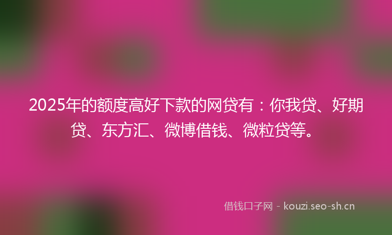 2025年的额度高好下款的网贷有：你我贷、好期贷、东方汇、微博借钱、微粒贷等。