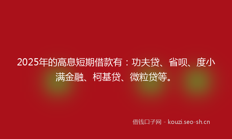 2025年的高息短期借款有：功夫贷、省呗、度小满金融、柯基贷、微粒贷等。