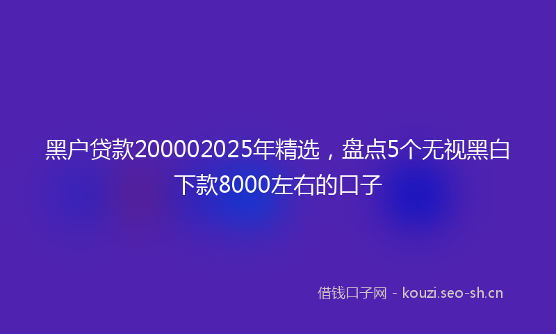 黑户贷款200002025年精选，盘点5个无视黑白下款8000左右的口子