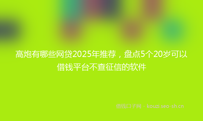 高炮有哪些网贷2025年推荐，盘点5个20岁可以借钱平台不查征信的软件