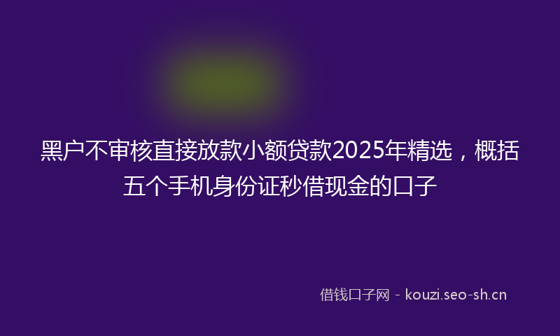 黑户不审核直接放款小额贷款2025年精选，概括五个手机身份证秒借现金的口子