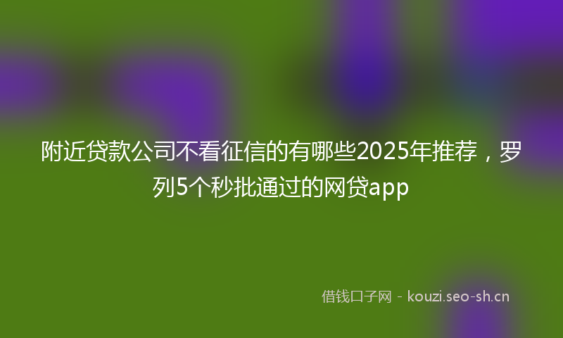 附近贷款公司不看征信的有哪些2025年推荐，罗列5个秒批通过的网贷app