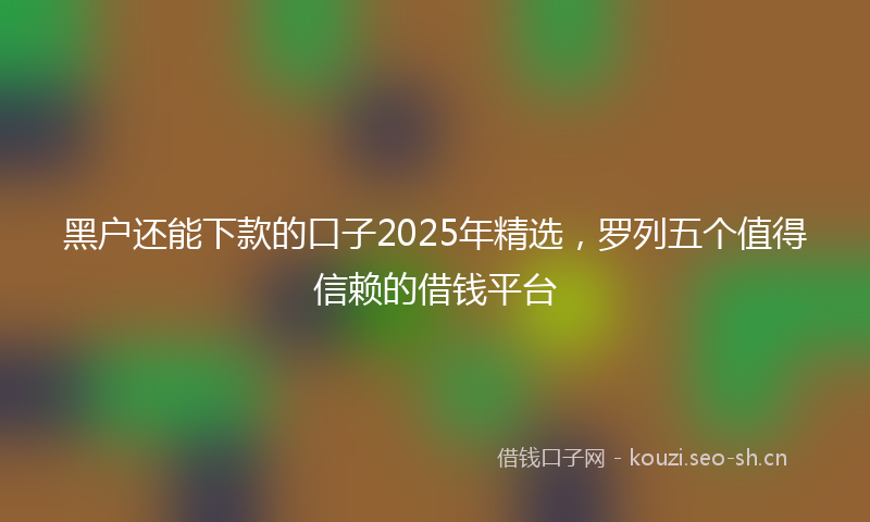 黑户还能下款的口子2025年精选，罗列五个值得信赖的借钱平台
