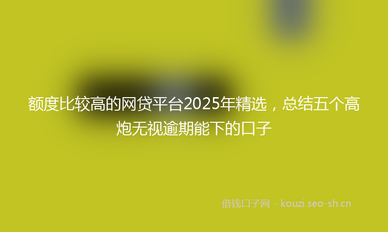 额度比较高的网贷平台2025年精选，总结五个高炮无视逾期能下的口子
