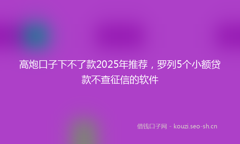 高炮口子下不了款2025年推荐，罗列5个小额贷款不查征信的软件