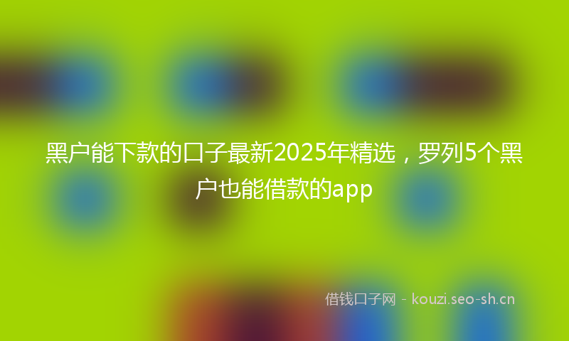 黑户能下款的口子最新2025年精选，罗列5个黑户也能借款的app