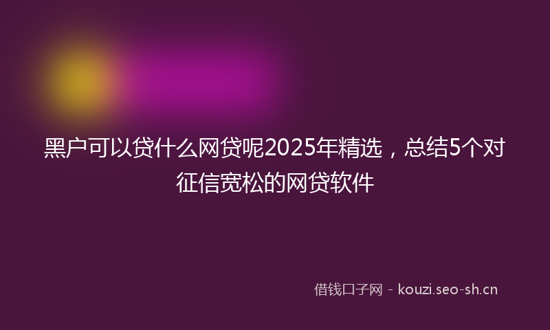 黑户可以贷什么网贷呢2025年精选，总结5个对征信宽松的网贷软件