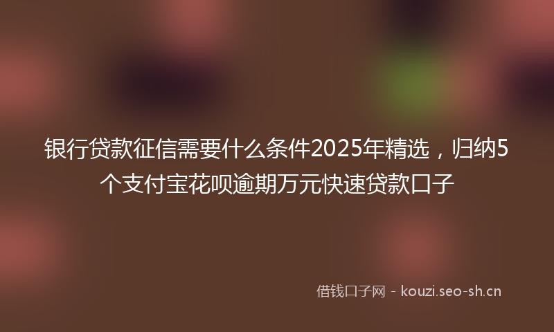银行贷款征信需要什么条件2025年精选，归纳5个支付宝花呗逾期万元快速贷款口子