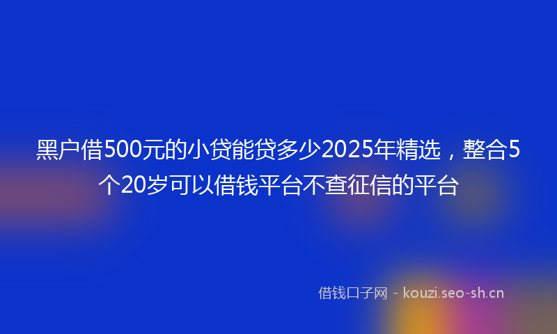 黑户借500元的小贷能贷多少2025年精选，整合5个20岁可以借钱平台不查征信的平台