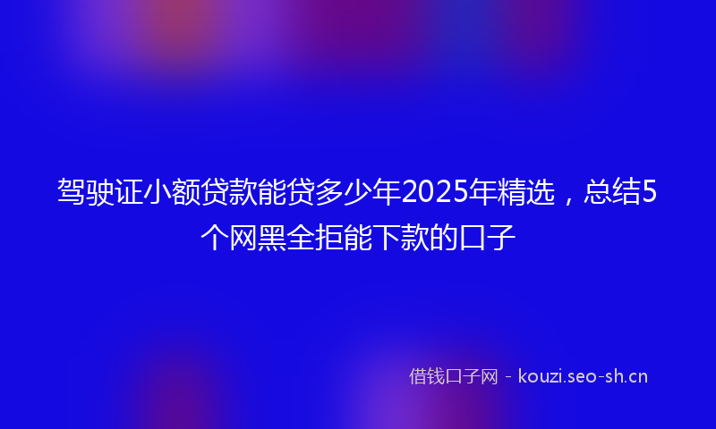 驾驶证小额贷款能贷多少年2025年精选，总结5个网黑全拒能下款的口子