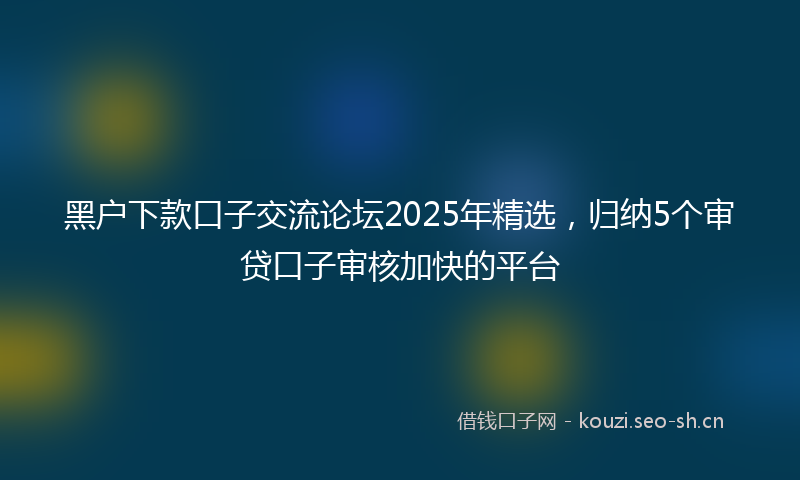 黑户下款口子交流论坛2025年精选，归纳5个审贷口子审核加快的平台