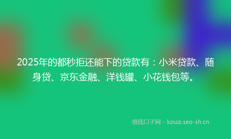 2025年的都秒拒还能下的贷款有：小米贷款、随身贷、京东金融、洋钱罐、小花钱包等。