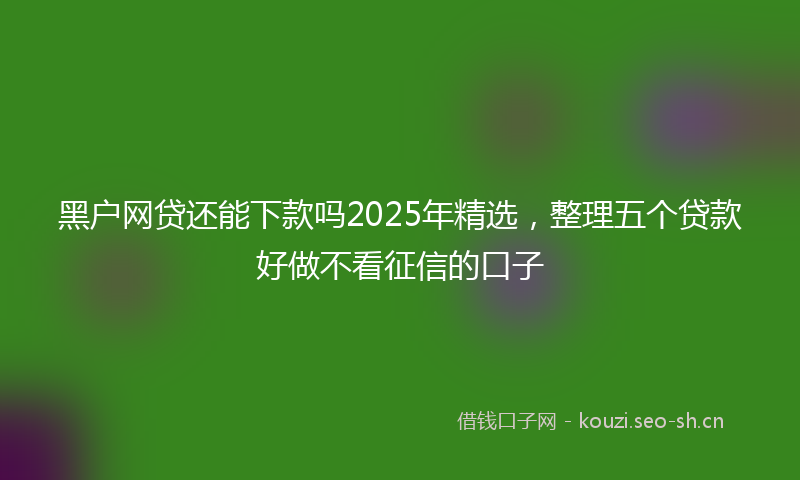 黑户网贷还能下款吗2025年精选，整理五个贷款好做不看征信的口子