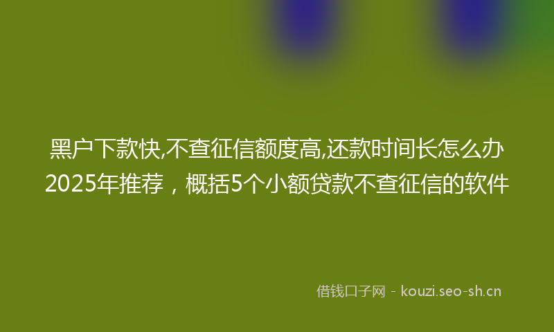 黑户下款快,不查征信额度高,还款时间长怎么办2025年推荐,概括5个小额贷款不查征信的软件