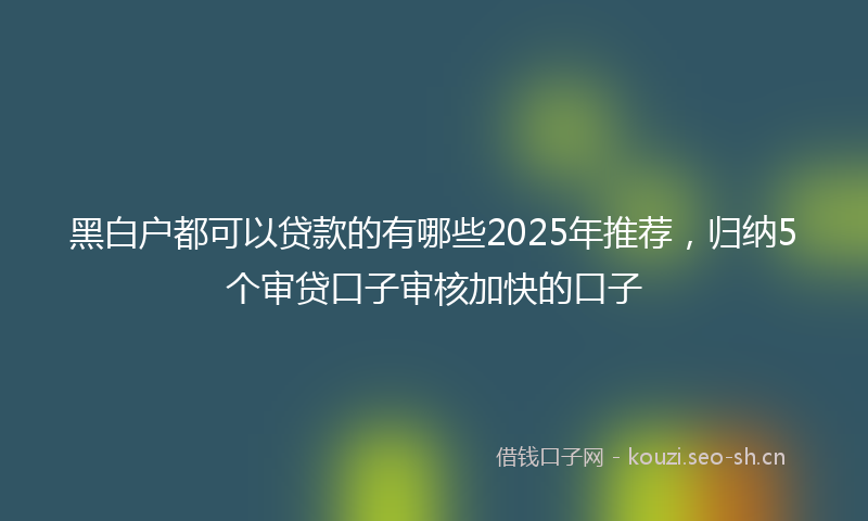 黑白户都可以贷款的有哪些2025年推荐，归纳5个审贷口子审核加快的口子
