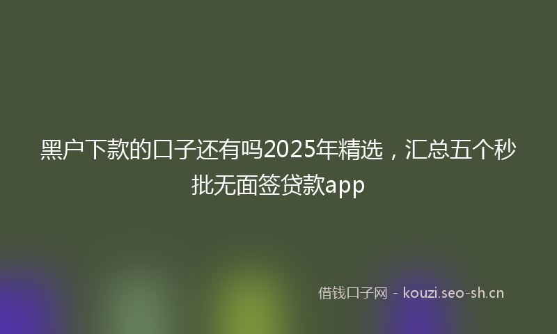 黑户下款的口子还有吗2025年精选，汇总五个秒批无面签贷款app