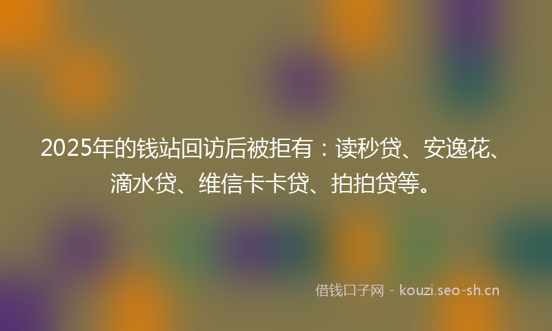 2025年的钱站回访后被拒有：读秒贷、安逸花、滴水贷、维信卡卡贷、拍拍贷等。